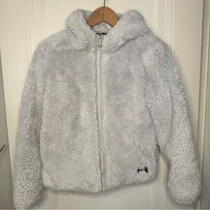 Under Armour Kids Fluffy Light Blue Gray Hooded Jacket